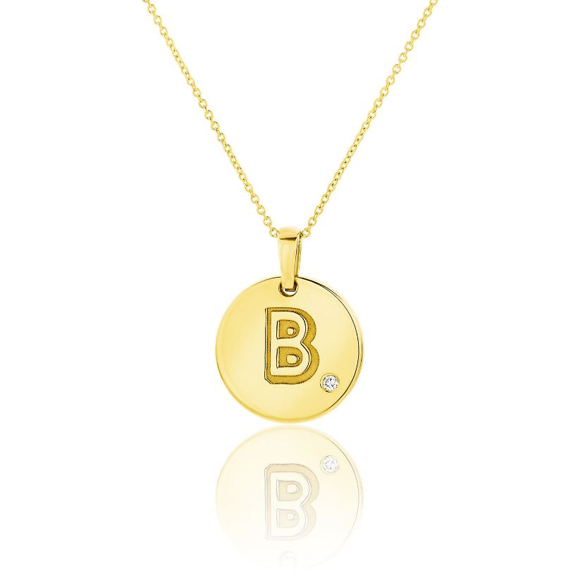 Μενταγιόν Alphabet μονόγραμμα ''B'' από χρυσό 18Κ με διαμάντι μπριγιάν