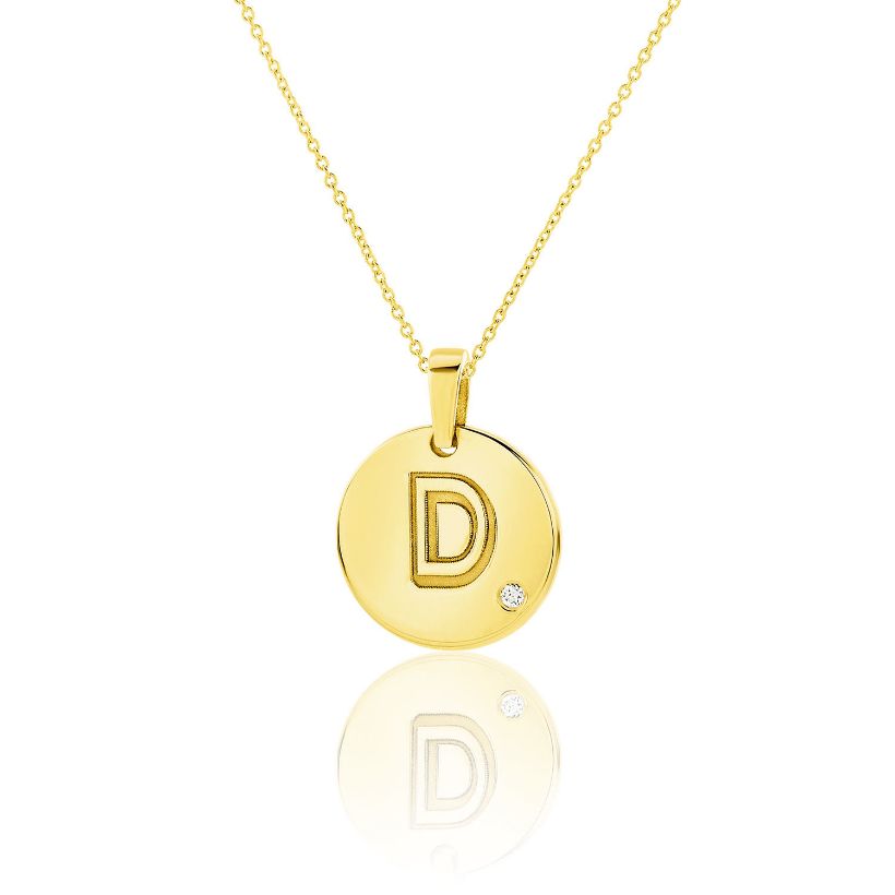 Μενταγιόν Alphabet μονόγραμμα ''D'' από χρυσό 18Κ με διαμάντι μπριγιάν
