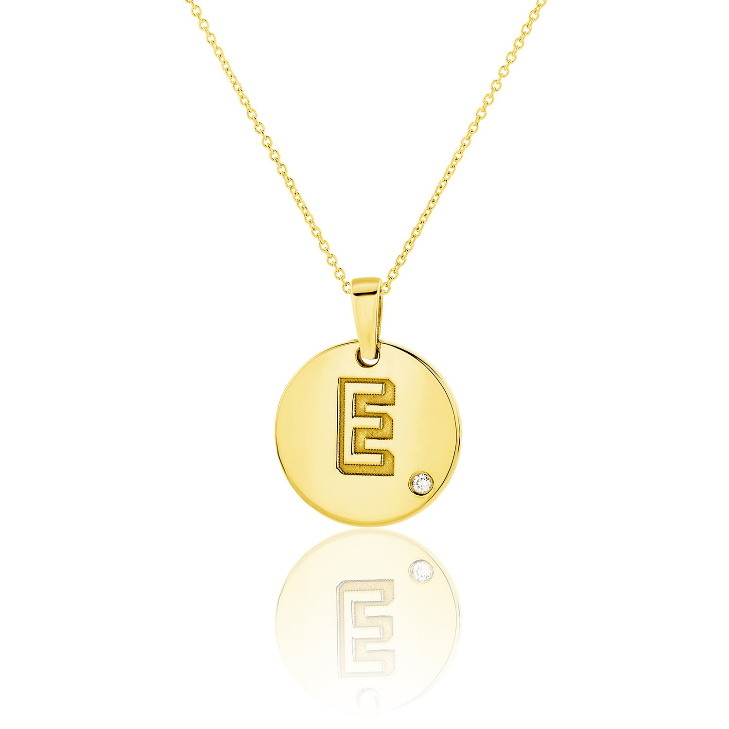 Μενταγιόν Alphabet μονόγραμμα ''E'' από χρυσό 18Κ με διαμάντι μπριγιάν