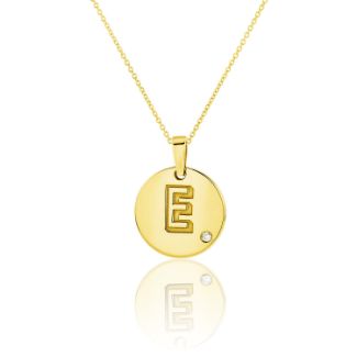 Μενταγιόν Alphabet μονόγραμμα ''E'' από χρυσό 18Κ με διαμάντι μπριγιάν