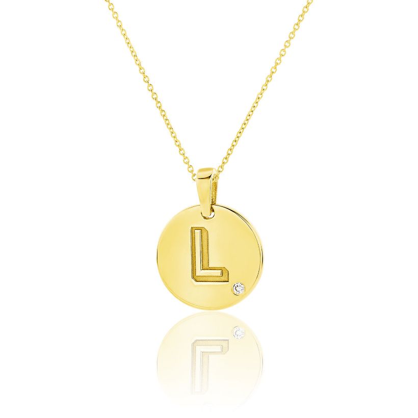 Μενταγιόν Alphabet μονόγραμμα ''L'' από χρυσό 18Κ με διαμάντι μπριγιάν