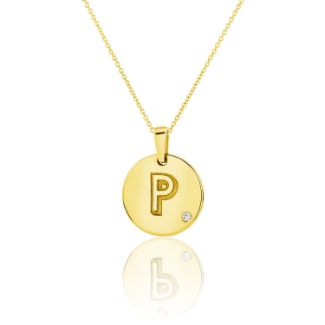 Μενταγιόν Alphabet μονόγραμμα ''P'' από χρυσό 18Κ με διαμάντι μπριγιάν