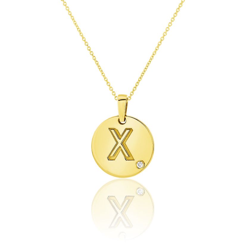 Μενταγιόν Alphabet μονόγραμμα ''X'' από χρυσό 18Κ με διαμάντι μπριγιάν