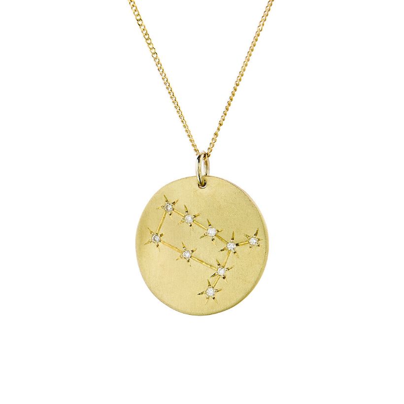 Μενταγιόν Constellation Δίδυμος από χρυσό 9Κ με διαμάντια μπριγιάν