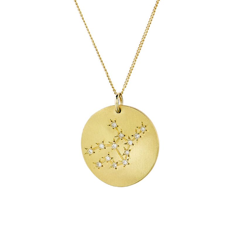 Μενταγιόν Constellation Παρθένος από χρυσό 9Κ με διαμάντια μπριγιάν