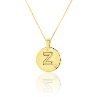 Μενταγιόν Alphabet μονόγραμμα ''Z'' από χρυσό 18Κ με διαμάντι μπριγιάν