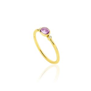 Δαχτυλίδι Gems από χρυσό 18Κ με ροζ ζαφείρι και διαμάντια μπριγιάν