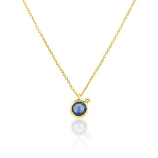 Κολιέ Gems από χρυσό 18Κ με μπλε ζαφείρι και διαμάντι μπριγιάν
