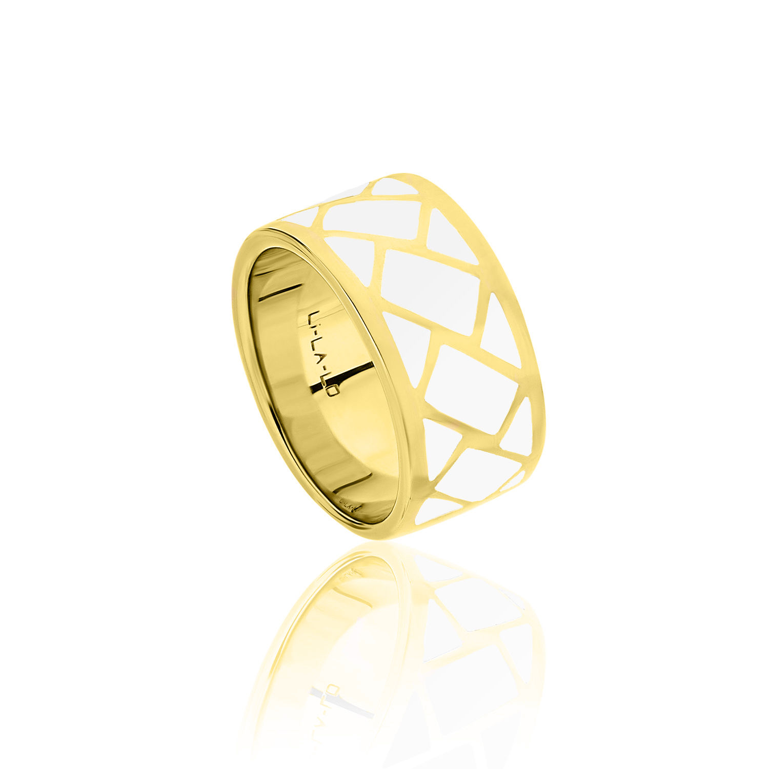 Δαχτυλίδι Lotus από επιχρυσωμένο ασήμι 925° και λευκό σμάλτο