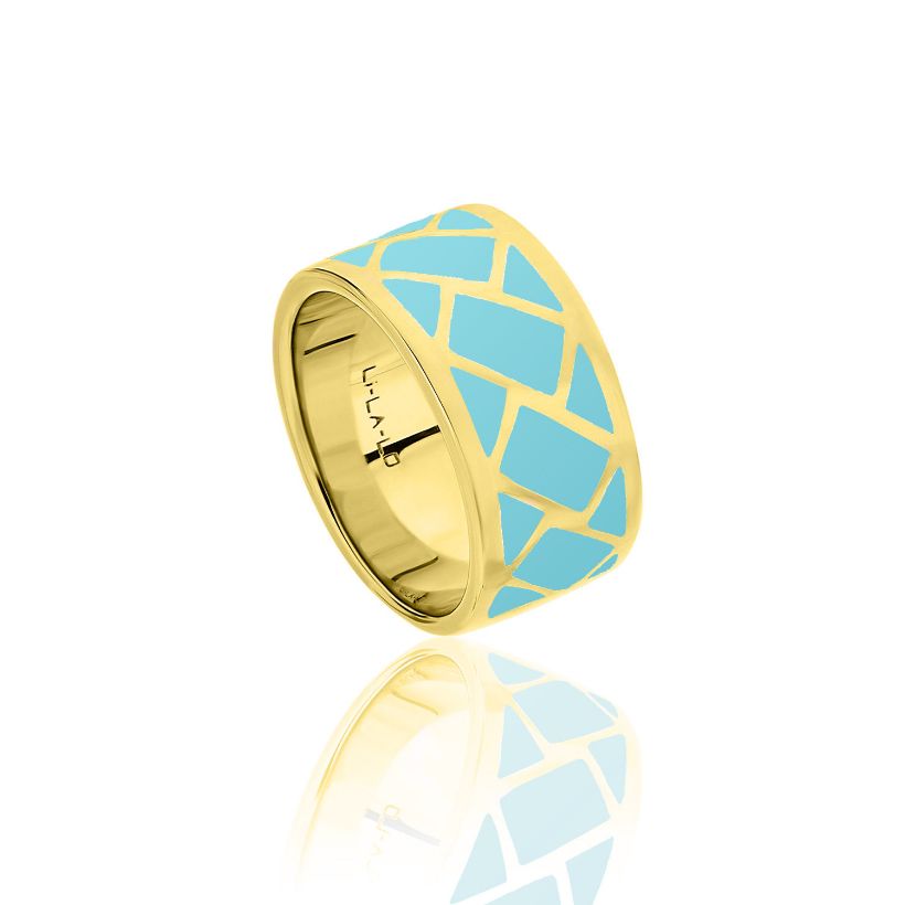 Δαχτυλίδι Lotus από επιχρυσωμένο ασήμι 925° και τυρκουάζ σμάλτο