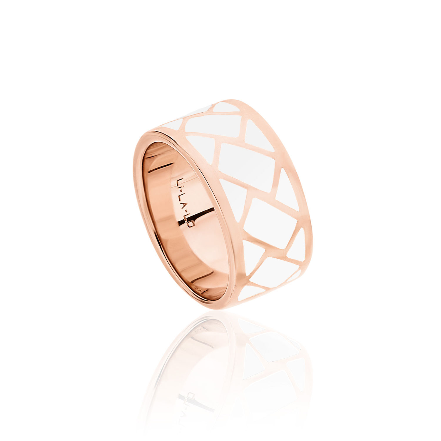 Δαχτυλίδι Lotus από ροζ επιχρυσωμένο ασήμι 925° και λευκό σμάλτο