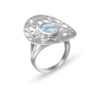 Δαχτυλίδι Arabesque από επιροδιωμένο ασήμι 925° με blue topaz