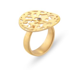 Δαχτυλίδι Arabesque από επιχρυσωμένο ασήμι 925° με μαύρο διαμάντι μπριγιάν