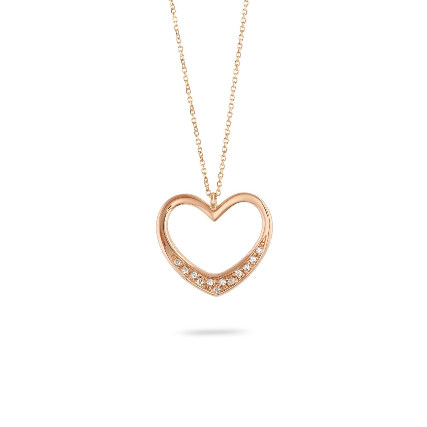 Κολιέ LiLaLove Καρδιά από ροζ χρυσό 18Κ με διαμάντια μπριγιάν