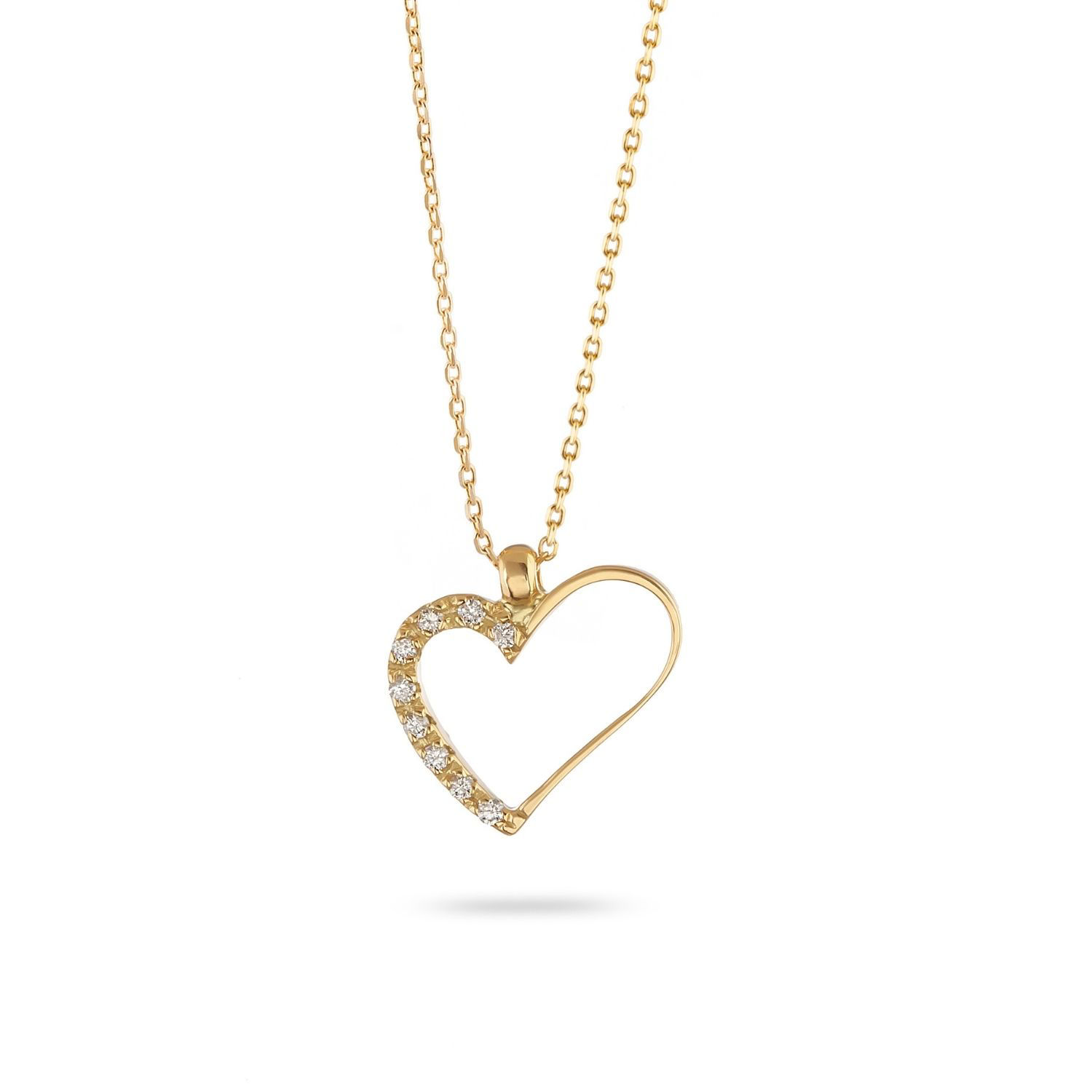 Κολιέ LiLaLove Καρδιά από χρυσό 18Κ με διαμάντια μπριγιάν