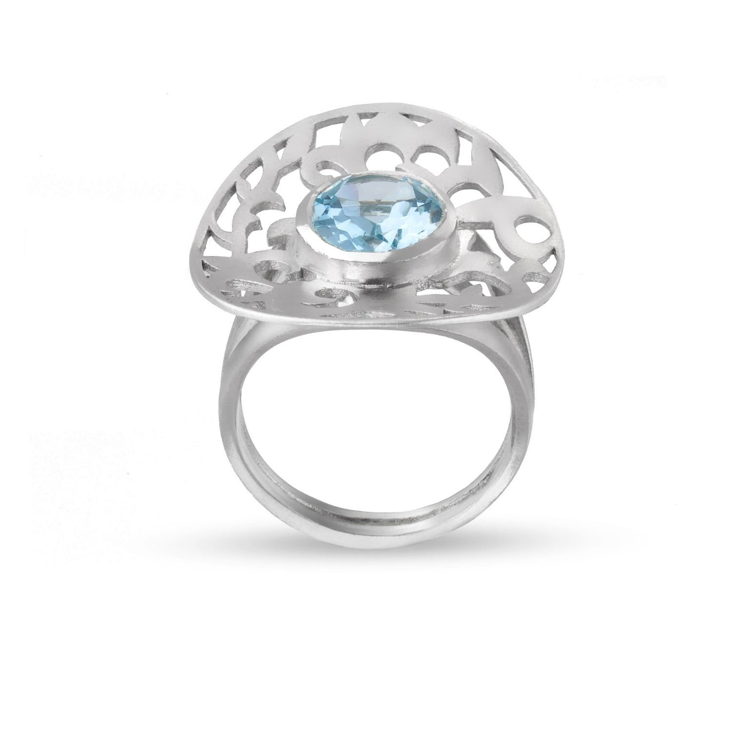 Δαχτυλίδι Arabesque από επιροδιωμένο ασήμι 925° με blue topaz