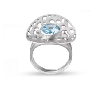 Δαχτυλίδι Arabesque από επιροδιωμένο ασήμι 925° με blue topaz