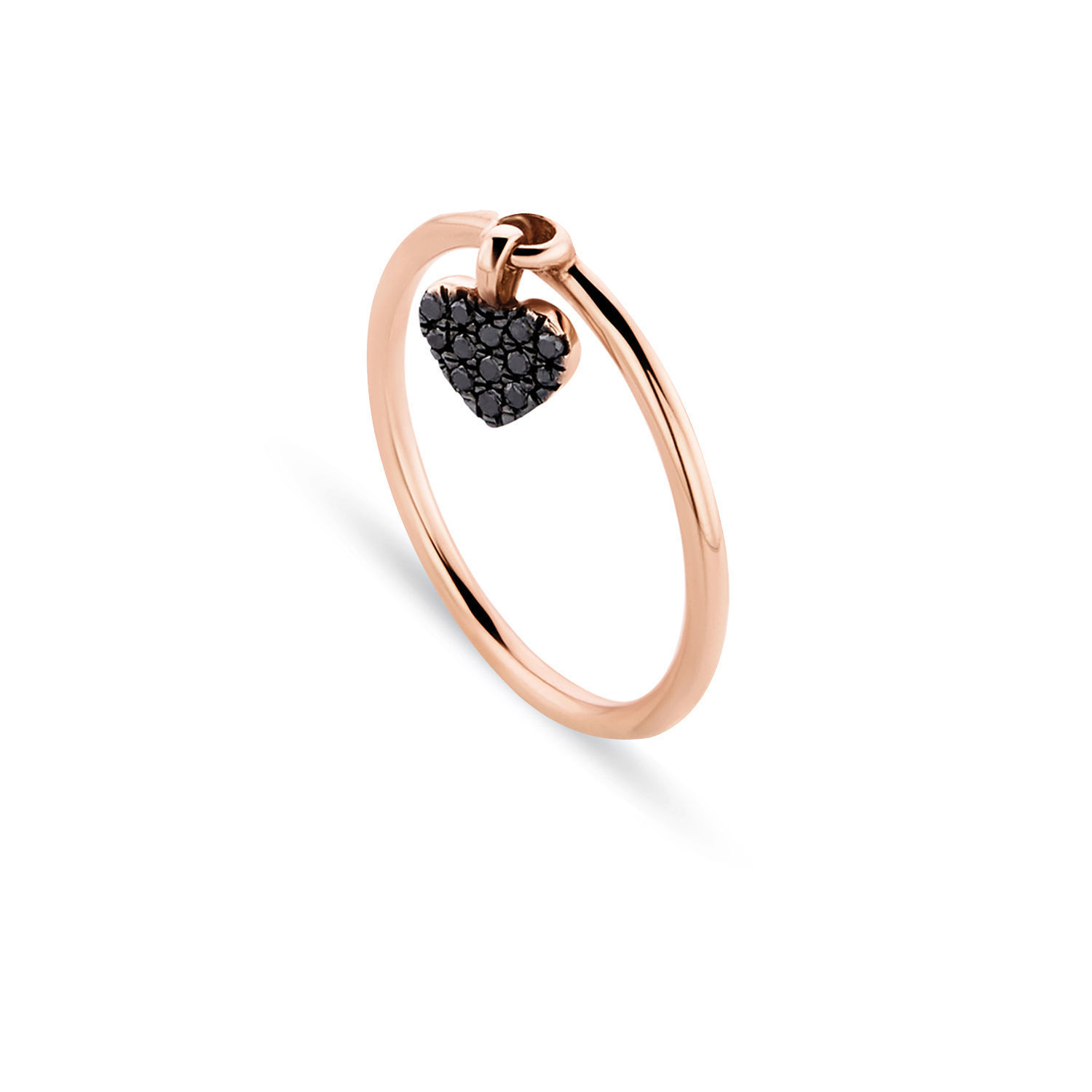 Δαχτυλίδι LiLaLove Καρδιά από ροζ χρυσό 18K με μαύρα διαμάντια μπριγιάν