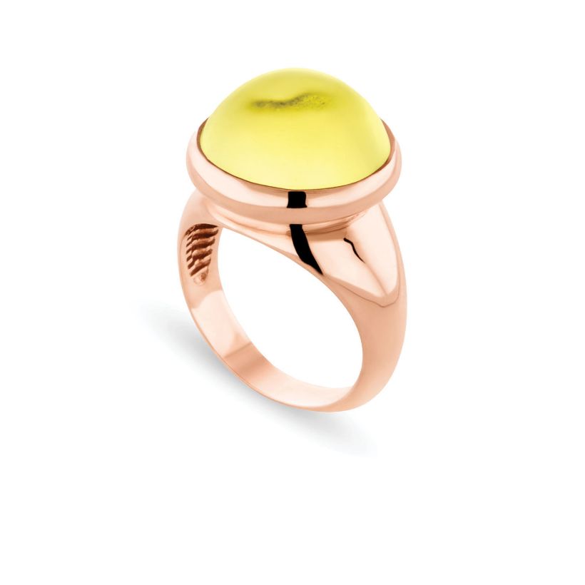 Δαχτυλίδι Chevalier από ροζ επιχρυσωμένο ασήμι 925° με lemon quartz