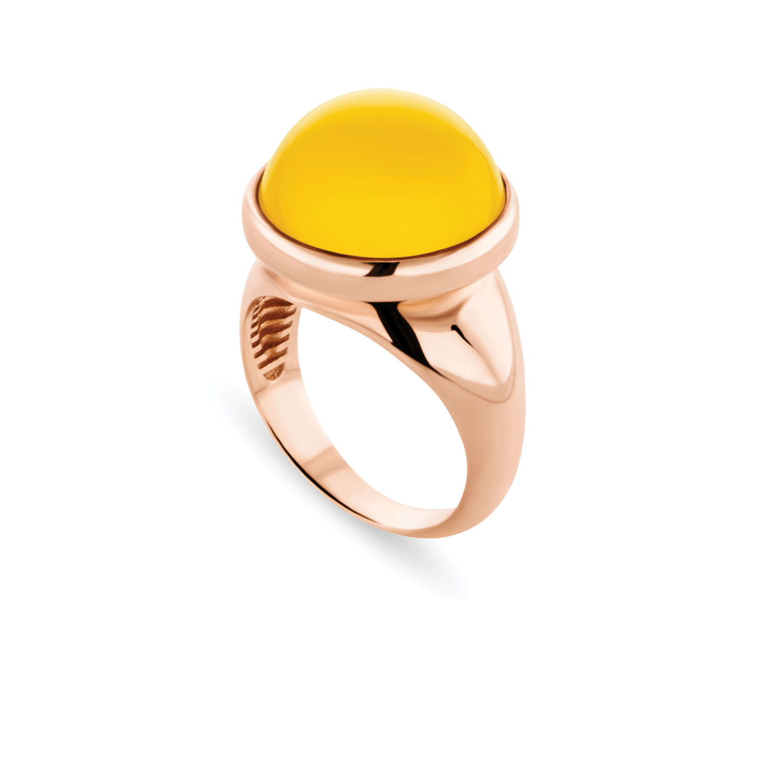 Δαχτυλίδι Chevalier από ροζ επιχρυσωμένο ασήμι 925° με κίτρινο όνυχα