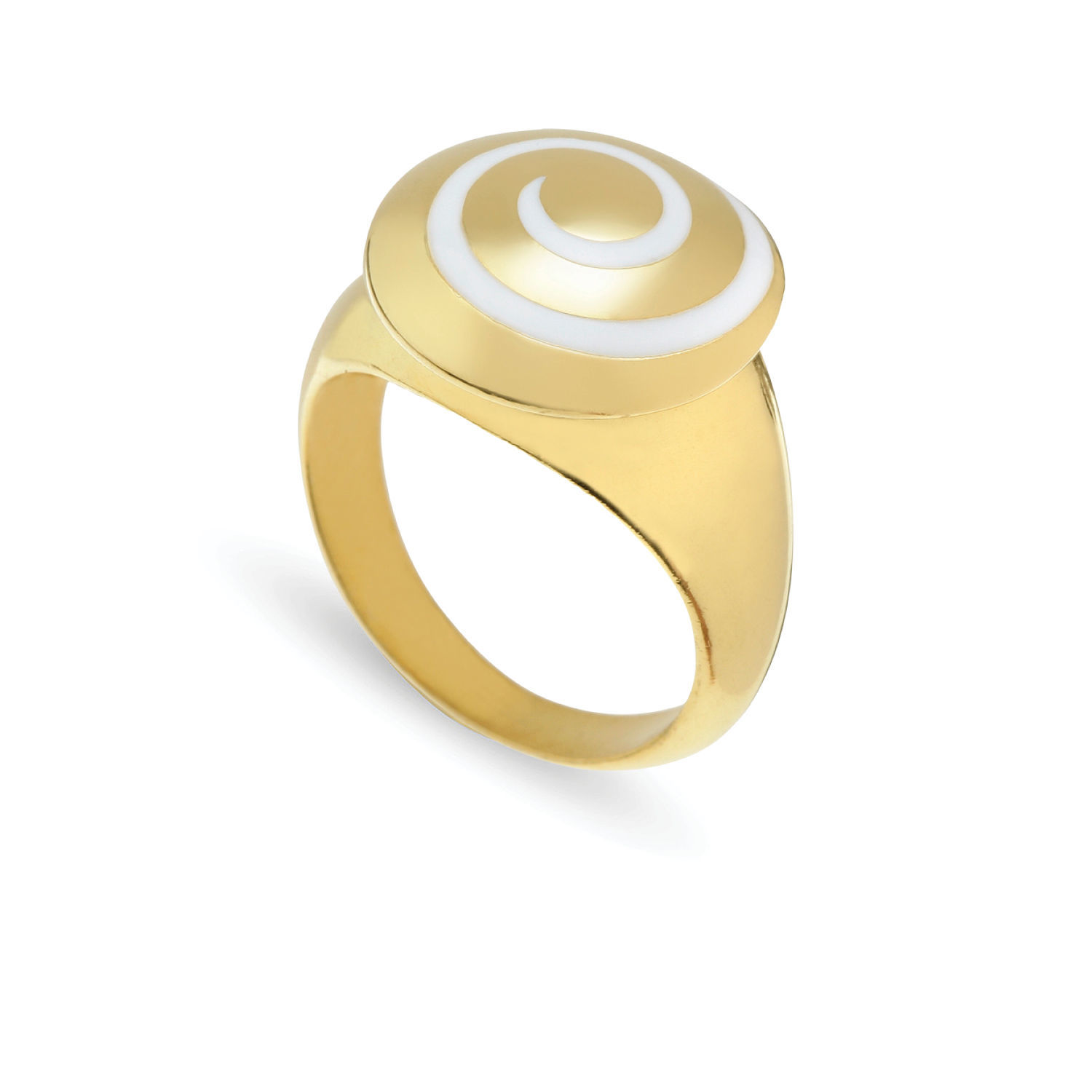 Δαχτυλίδι Chevalier από επιχρυσωμένο ασήμι 925° με λευκό σμάλτο