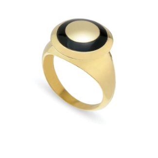 Δαχτυλίδι Chevalier από επιχρυσωμένο ασήμι 925° με μαύρο σμάλτο