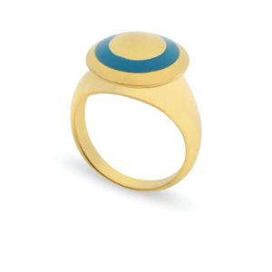 Δαχτυλίδι Chevalier από επιχρυσωμένο ασήμι 925° με γαλάζιο σμάλτο