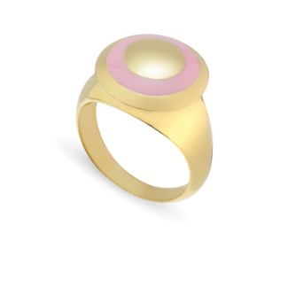 Δαχτυλίδι Chevalier από επιχρυσωμένο ασήμι 925° με ροζ σμάλτο