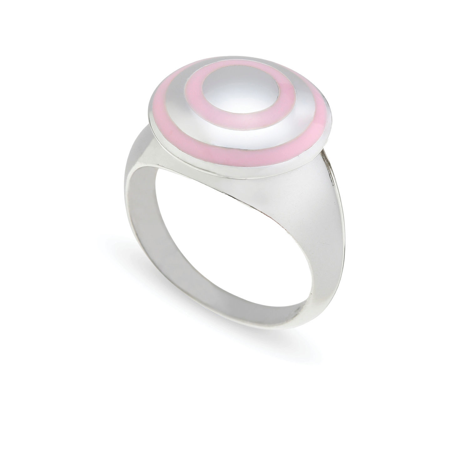 Δαχτυλίδι Chevalier από επιροδιωμένο ασήμι 925° με ροζ σμάλτο