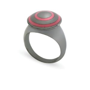 Δαχτυλίδι Chevalier από μαύρο επιροδιωμένο ασήμι 925° με ροζ σμάλτο