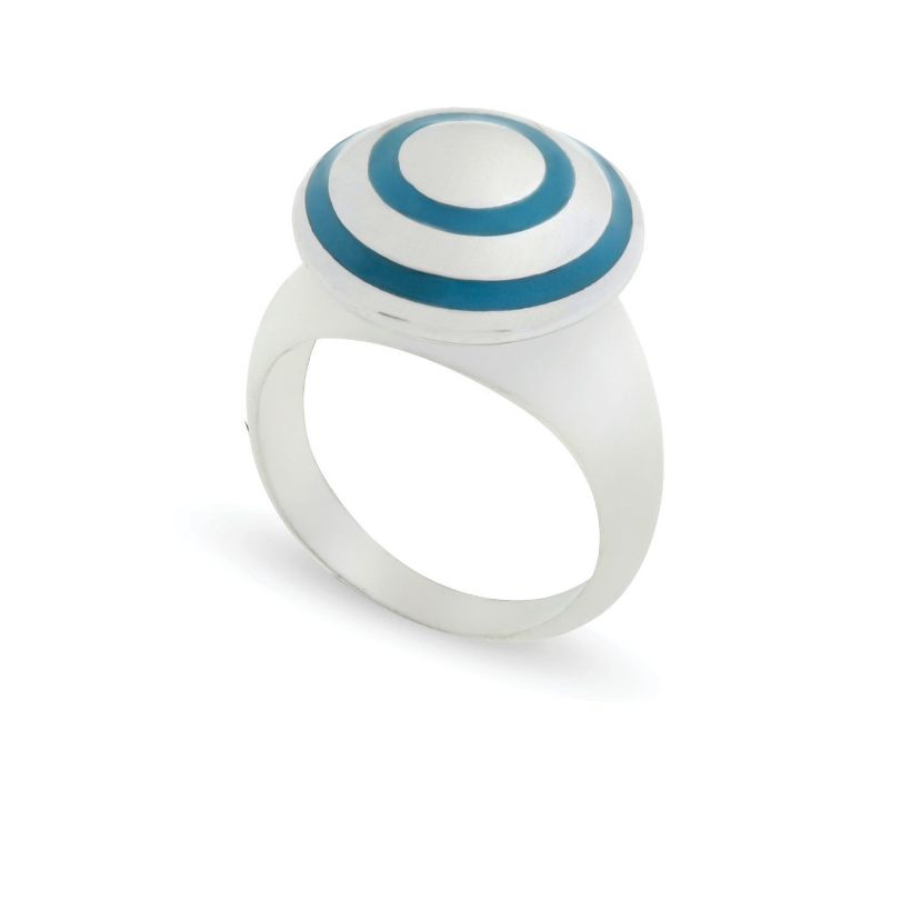 Δαχτυλίδι Chevalier από επιροδιωμένο ασήμι 925° με γαλάζιο σμάλτο