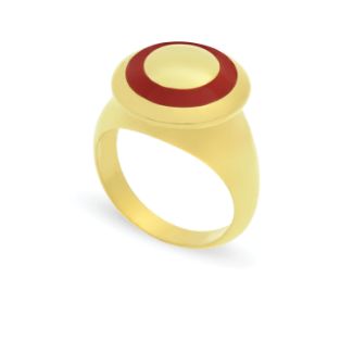 Δαχτυλίδι Chevalier από επιχρυσωμένο ασήμι 925° με κόκκινο σμάλτο