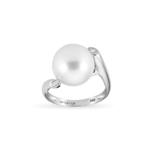 Δαχτυλίδι Pearls από λευκό χρυσό 18K με freshwater pearl και διαμάντια μπριγιάν 