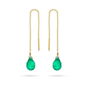 Σκουλαρίκια Mini Drops από χρυσό 18K με πράσινο όνυχα