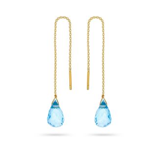 Σκουλαρίκια Mini Drops από χρυσό 18K με blue topaz