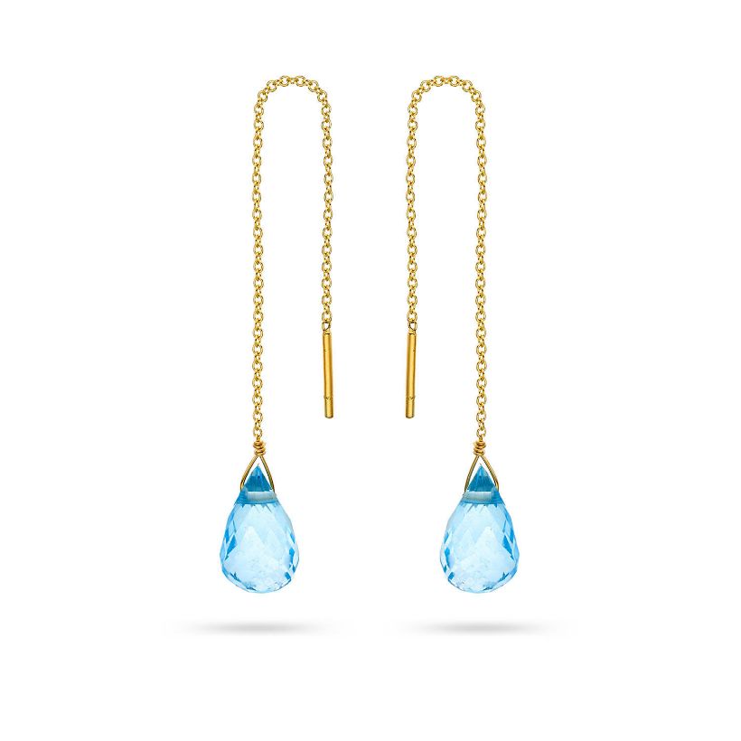 Σκουλαρίκια Mini Drops από χρυσό 18K με blue topaz