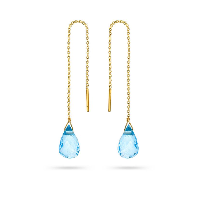 Σκουλαρίκια Mini Drops από χρυσό 18K με blue topaz