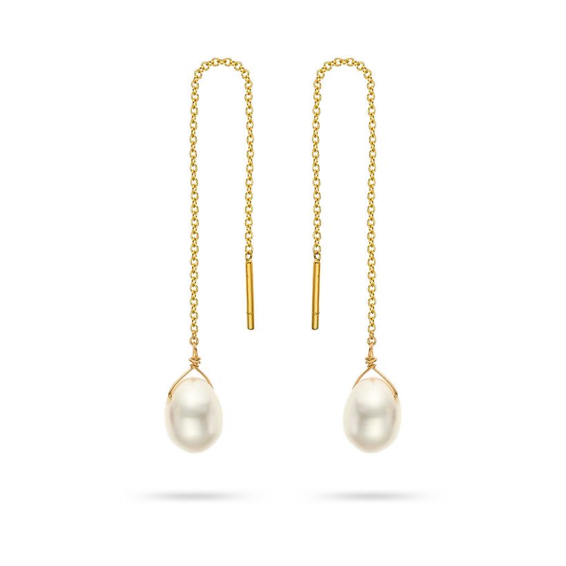 Σκουλαρίκια Mini Drops από χρυσό 18K με freshwater pearl