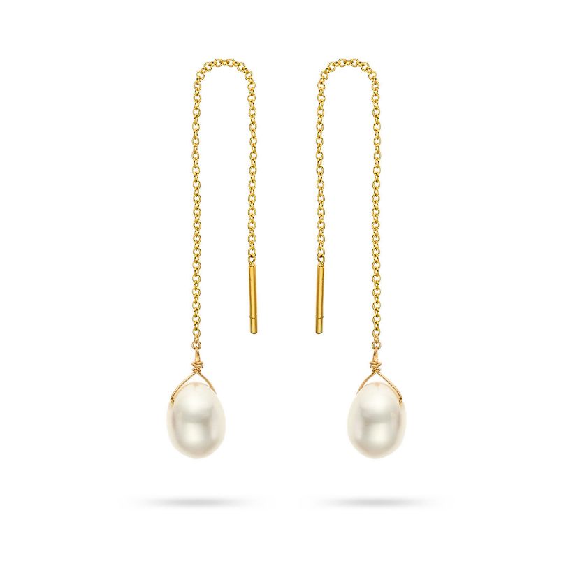 Σκουλαρίκια Mini Drops από χρυσό 18K με freshwater pearl