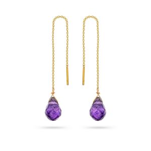 Σκουλαρίκια Mini Drops από χρυσό 18K με αμέθυστο