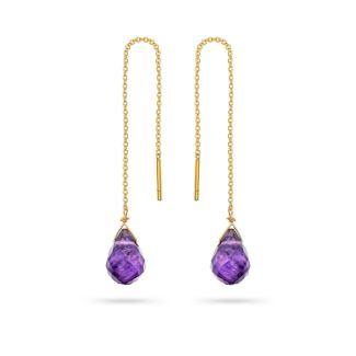 Σκουλαρίκια Mini Drops από χρυσό 18K με αμέθυστο