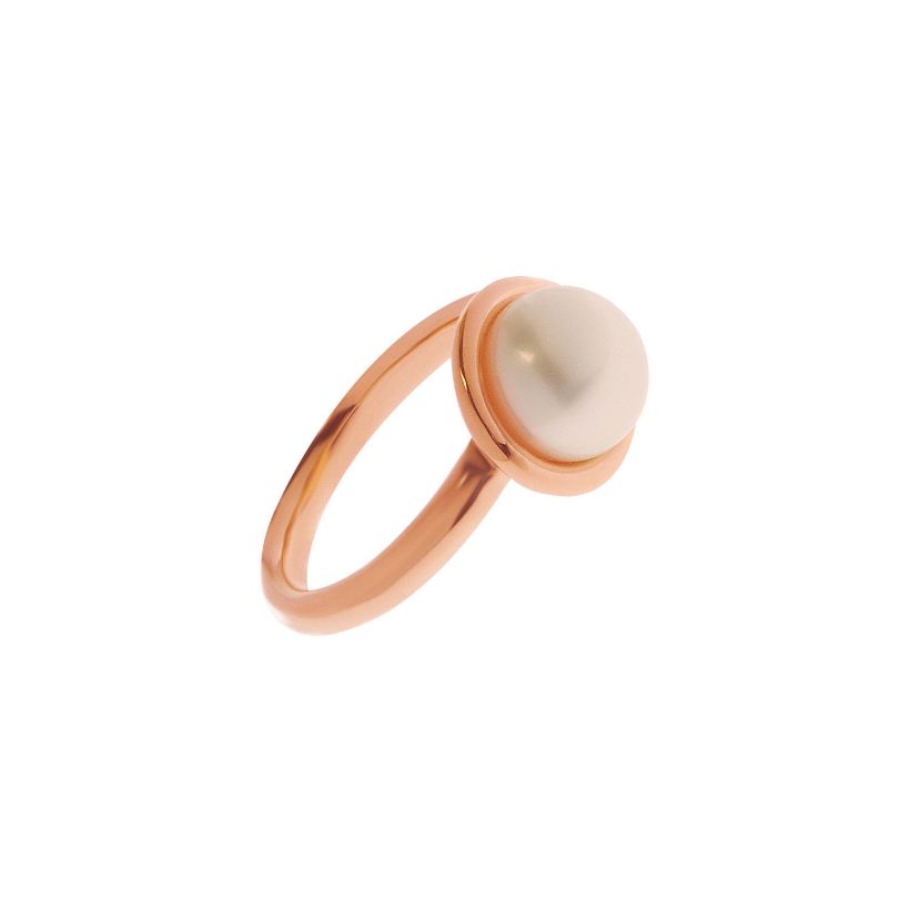 Δαχτυλίδι από ροζ επιχρυσωμένο ασήμι 925° με freshwater pearl