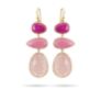 Σκουλαρίκια Iris από επιχρυσωμένο ασήμι 925° με pink quartz, ρίζα ρουμπινιού και οπάλιο