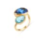 Δαχτυλίδι Iris από επιχρυσωμένο ασήμι 925° με ιολίτη και blue topaz