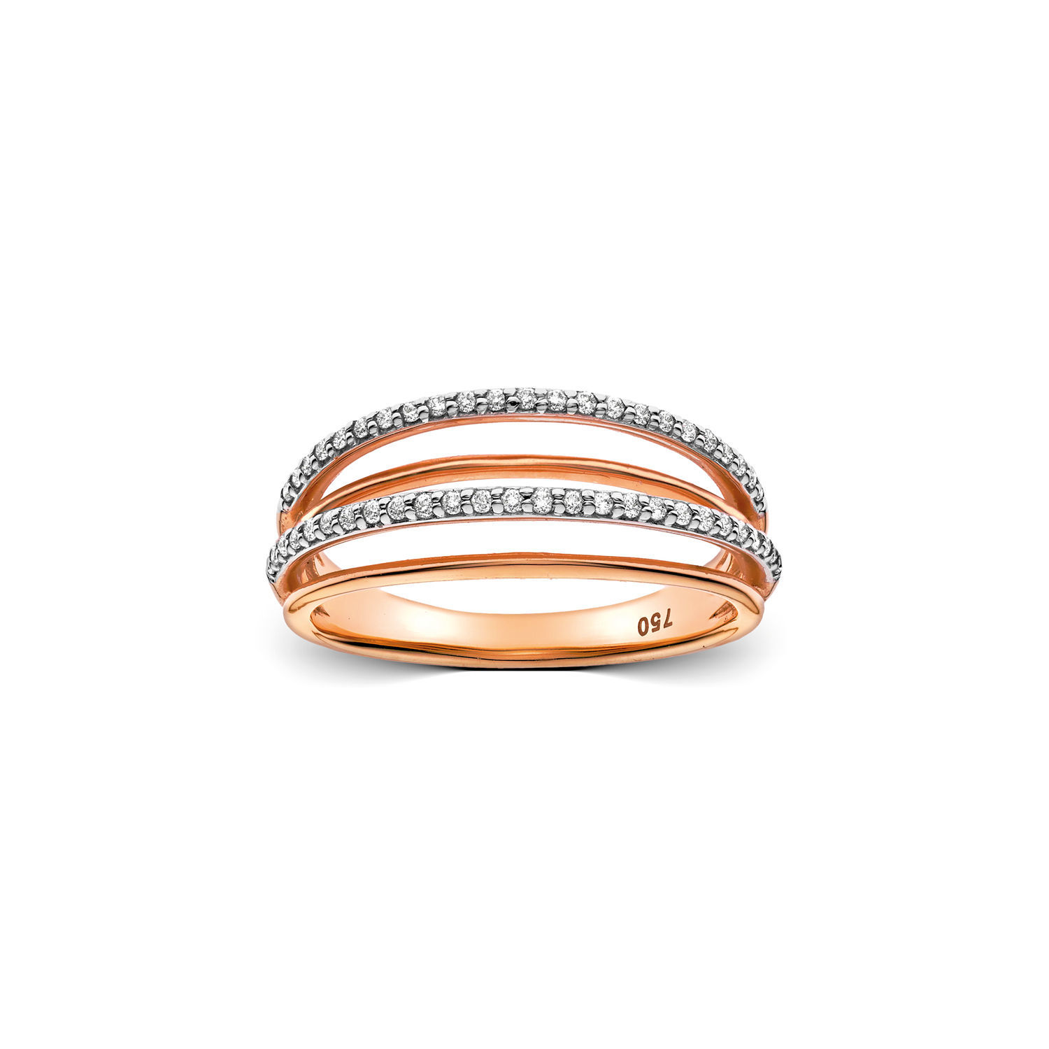 Δαχτυλίδι Diamonds από ροζ χρυσό 18K με διαμάντια μπριγιάν