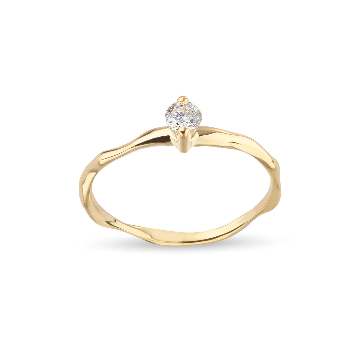 Δαχτυλίδι Mini Rocks από χρυσό 18Κ με στρογγυλό διαμάντι μπριγιάν 0.14ct