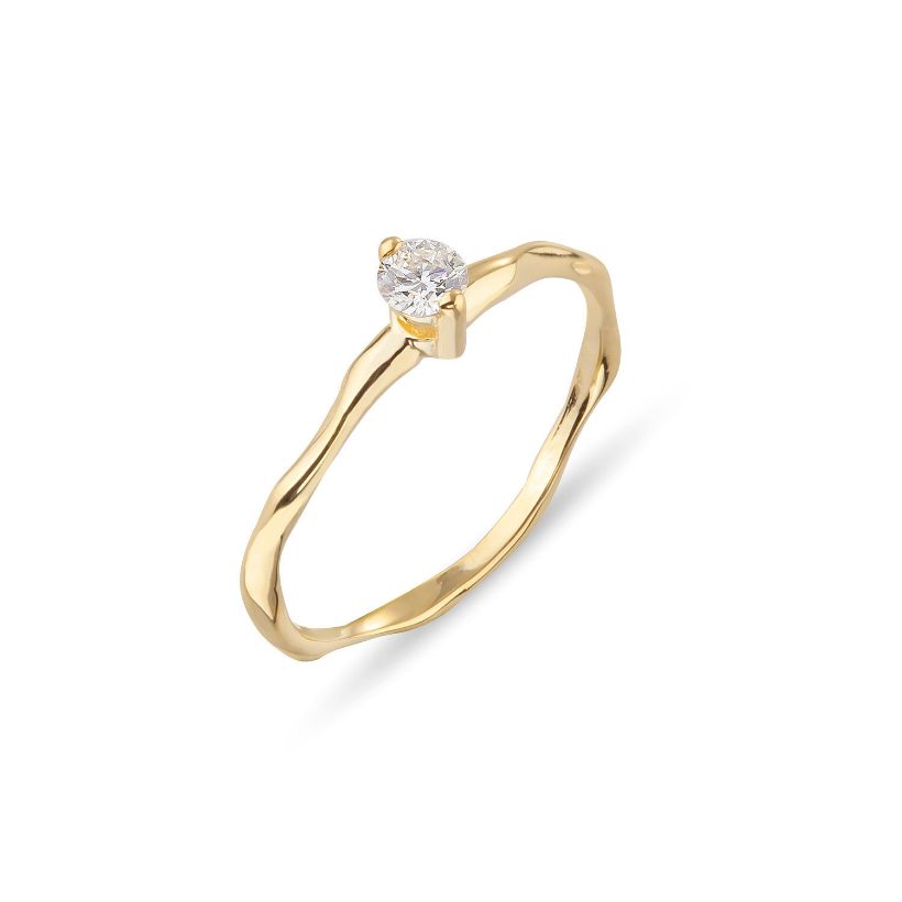 Δαχτυλίδι Mini Rocks από χρυσό 18Κ με στρογγυλό διαμάντι μπριγιάν 0.14ct