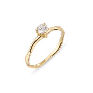 Δαχτυλίδι Mini Rocks από χρυσό 18Κ με στρογγυλό διαμάντι μπριγιάν 0.18ct