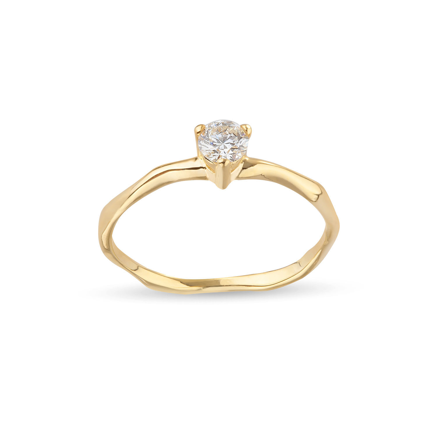Δαχτυλίδι Mini Rocks από χρυσό 18Κ με στρογγυλό διαμάντι μπριγιάν 0.18ct