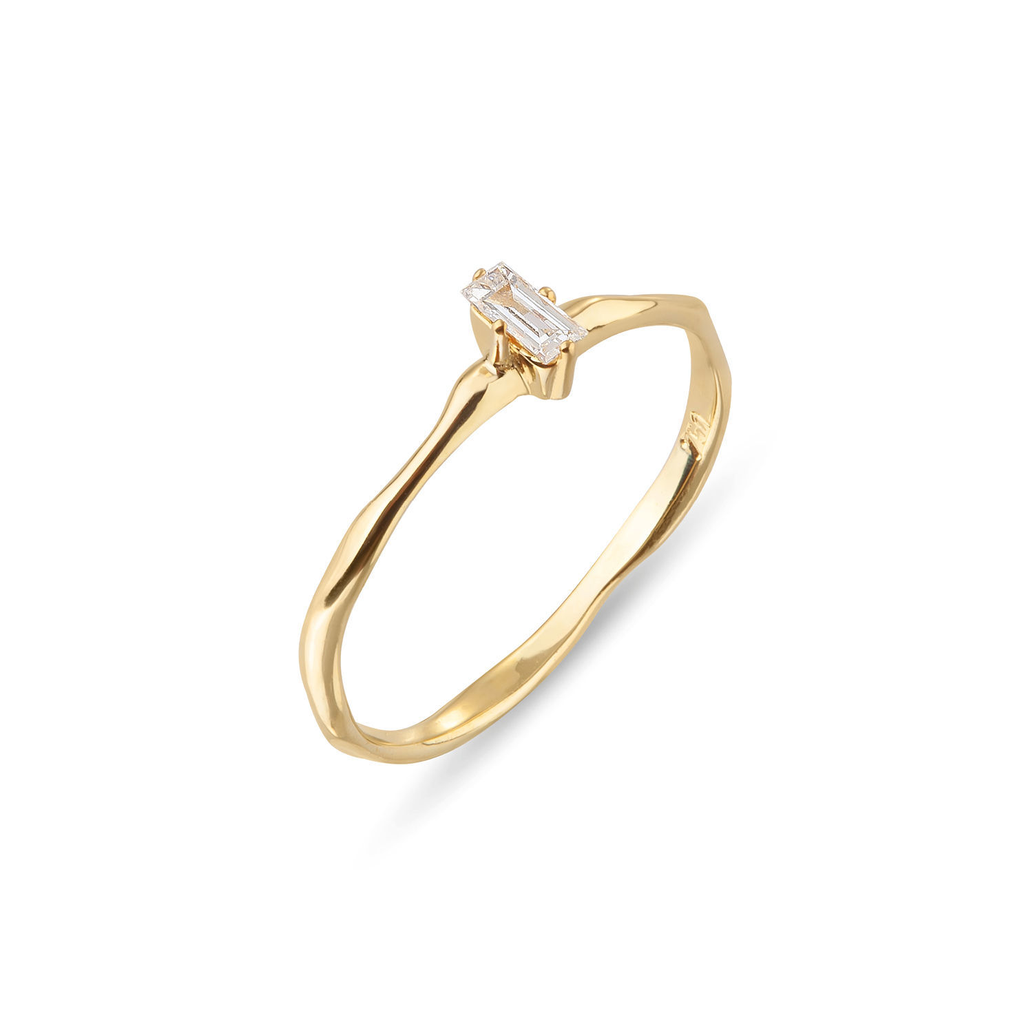 Δαχτυλίδι Mini Rocks από χρυσό 18Κ με διαμάντι baguette 0.08ct
